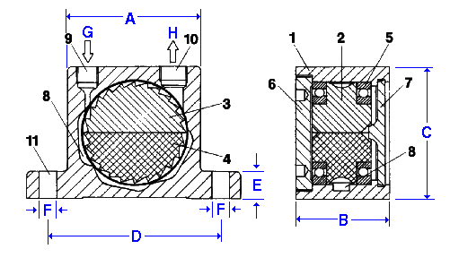 Technische Zeichnung des Turbinenvibrators